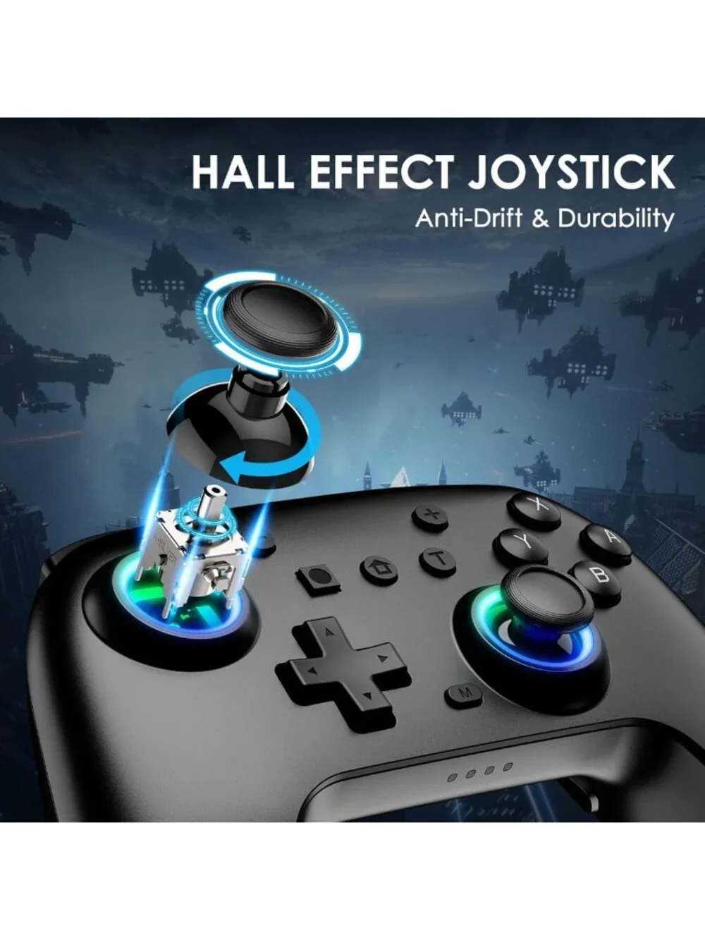 Wireless Switch Controllers 2-Pack with Charging Dock, RGB, Dual Vibration